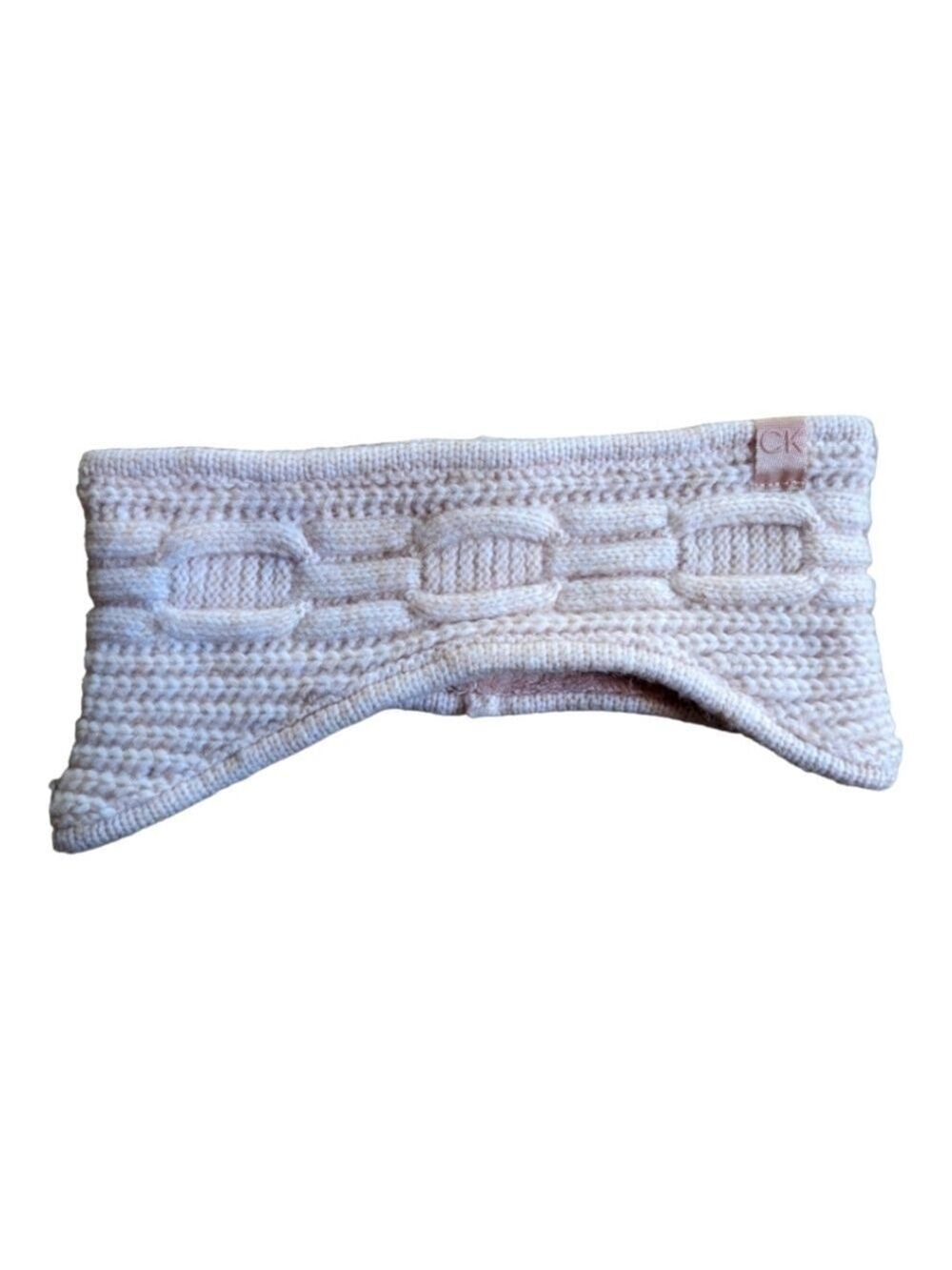 Calvin Klein Blush Pink knit/faux fur Reversible Headband One Size